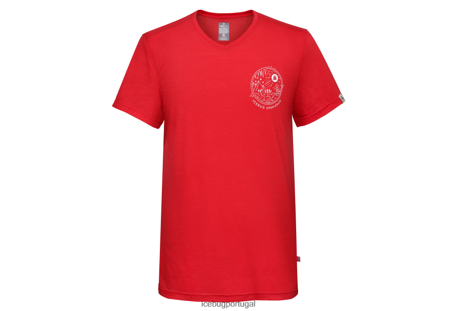 roupas BH2FVB111 unissex Icebug camisa merino ix arranha-céu vermelho